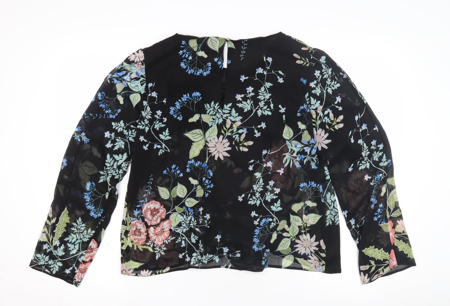 Lipsy Women's Black Floral Wrap Blouse, Size 14, Excellent
