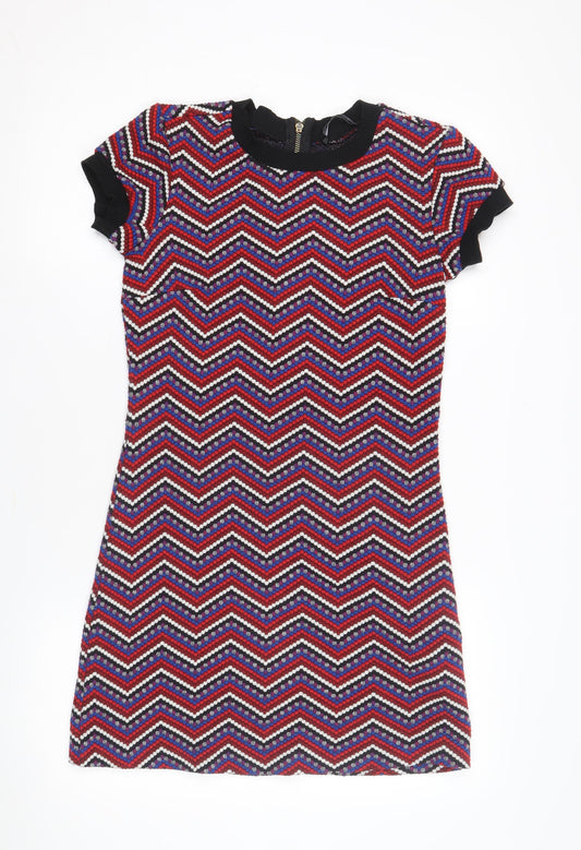 Zara Woman Multicoloured Chevron Shift Dress Size 10