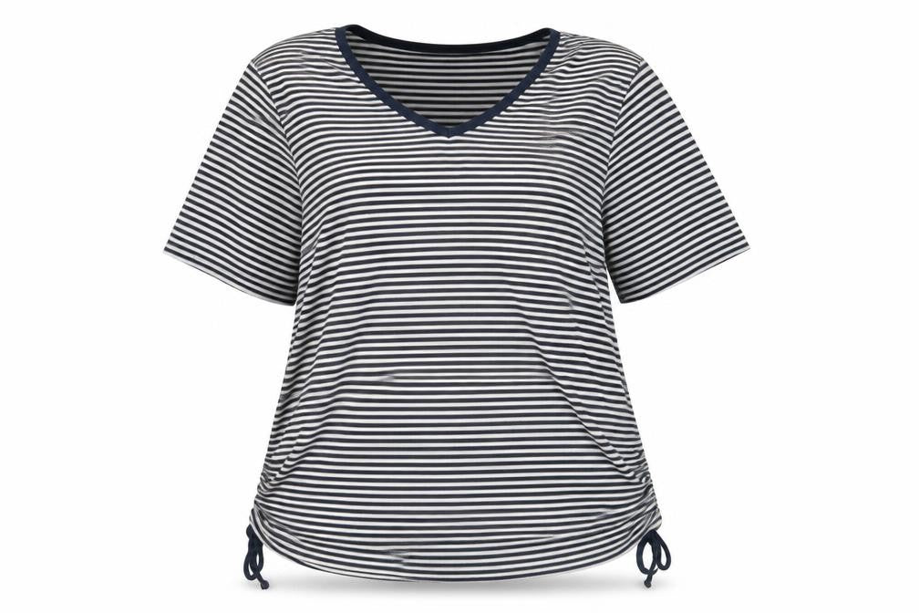 Casamia Women's Blue Striped V-Neck T-Shirt M