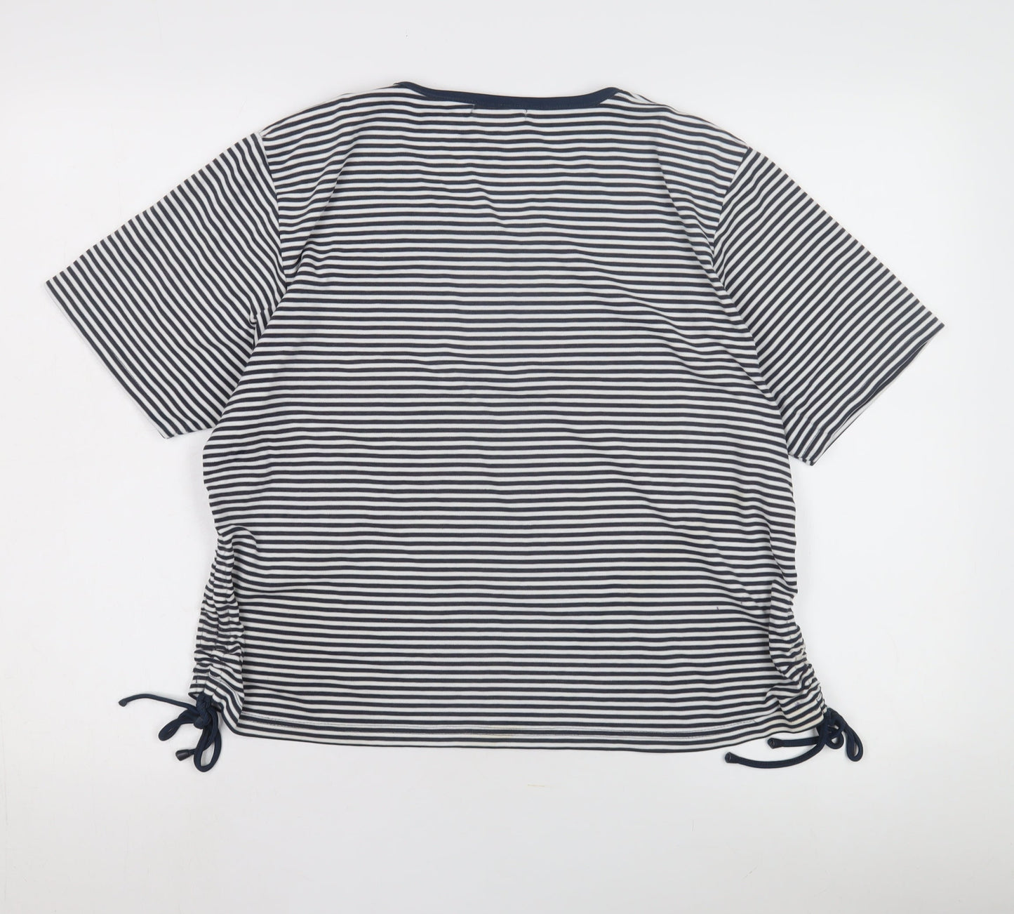 CASAMIA Women's Blue Striped V-Neck T-Shirt M