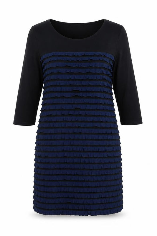 Phase Eight Women's Black Blue Ruffle Dress Size 12