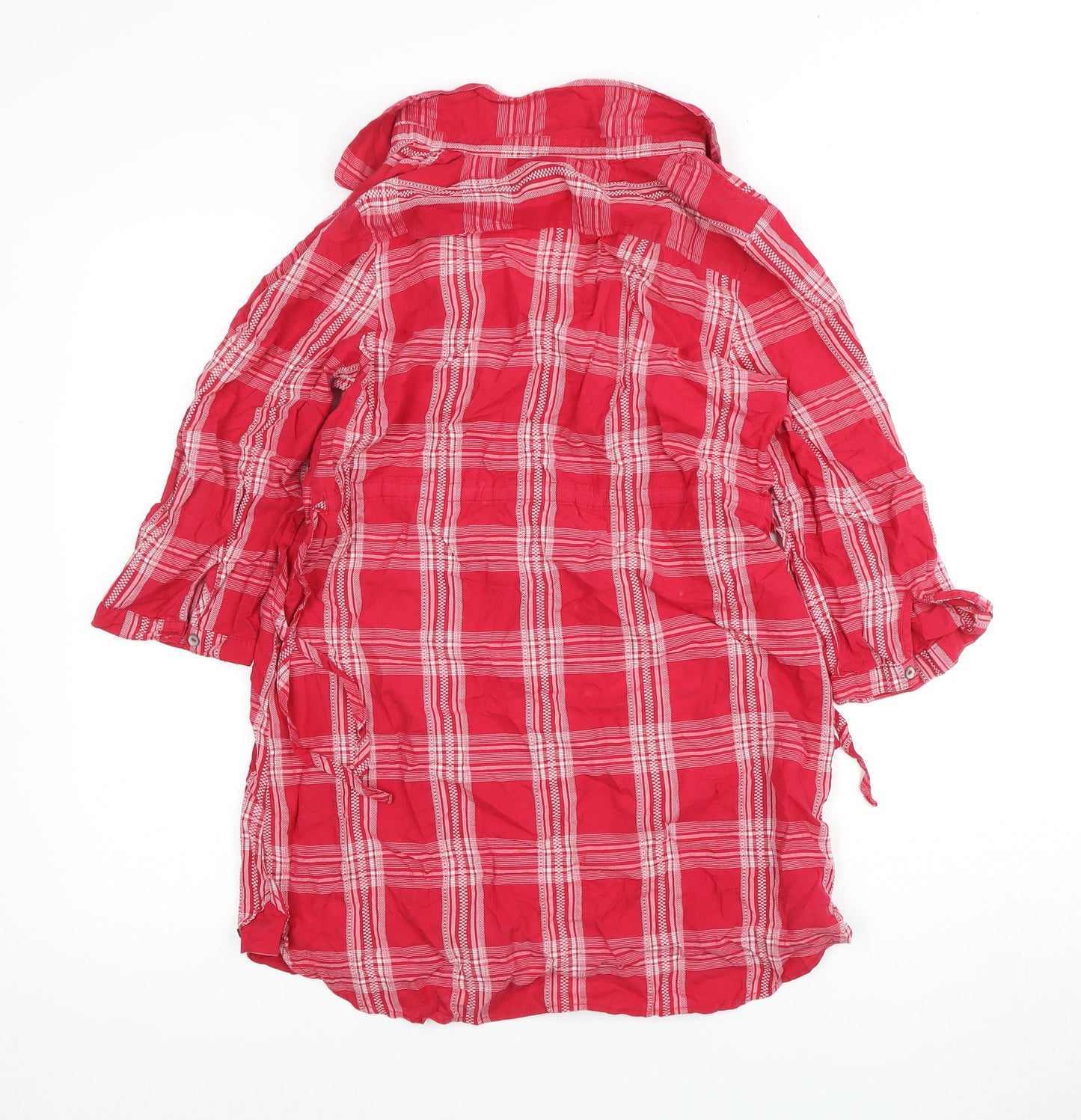 Wallis Red 3/4 Sleeve Collared Shirt Dress Size 10
