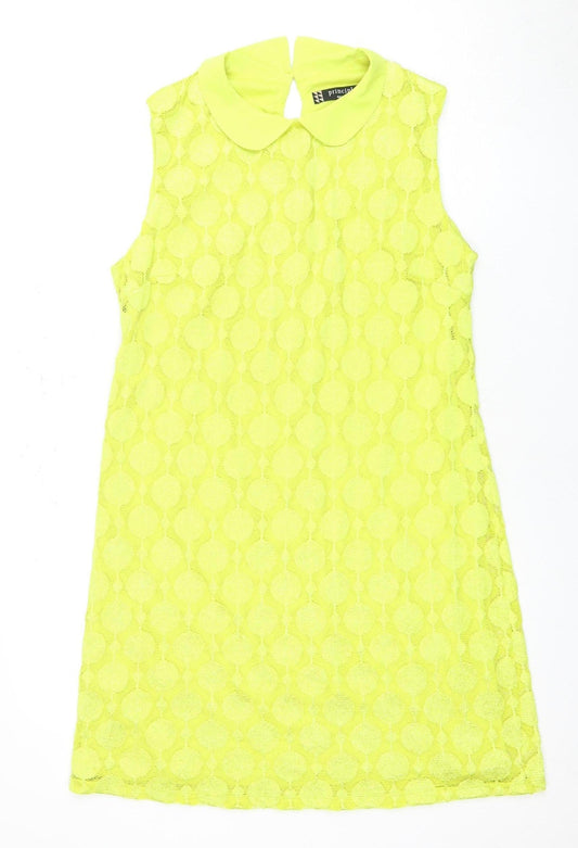 Principles Women's Yellow Sleeveless Lace Dress Size 14