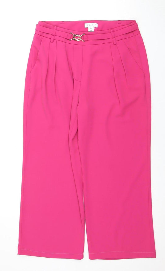 Wallis Women's Pink Trousers, Size 10, Pleated Mid-Rise