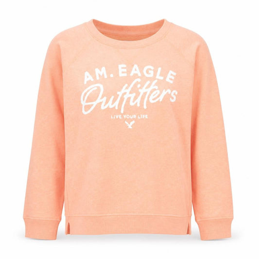 American Eagle Womens Orange Logo Pullover Crew Neck Sweatshirt