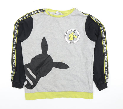 Preloved Boys Grey Pokemon Hoodie 11-12 Years - Graphic Pullover - Front