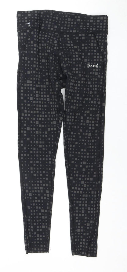 USA Pro Women's Black Geometric Leggings Size 6