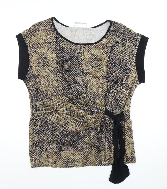 Wallis Women's Brown Animal Print T-Shirt Size 18