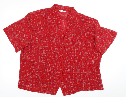 Berkertex Women's Red Polka Dot Button-Up Top