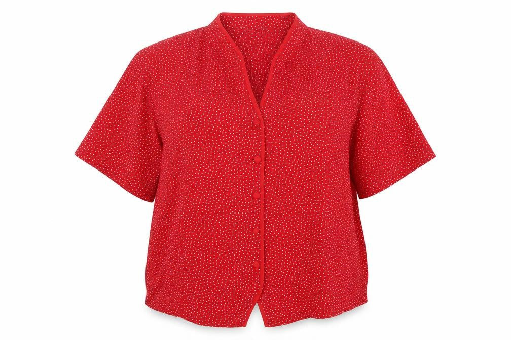 Berkertex Women's Red Polka Dot Button-Up Top