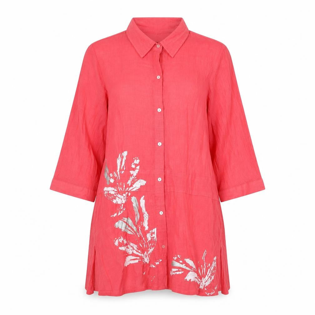 Roman Women's Pink Button-Up Shirt, Size 14, Casual Spring Style