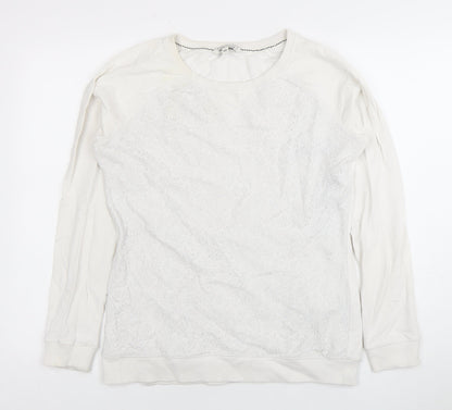 FatFace Women's Ivory Crochet Pullover Sweatshirt Size 10