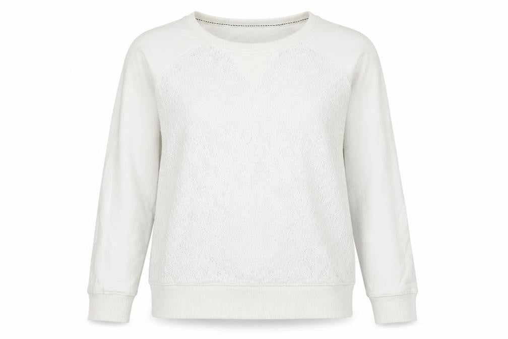 Fat Face Women's Ivory Crochet Pullover Sweatshirt Size 10