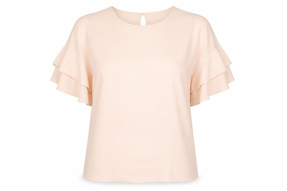 Roman Women's Pink Flutter Sleeve Top Size 10