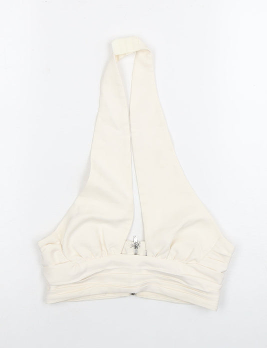 Oh Polly Women's White Cropped Halter Camisole Top Size 6