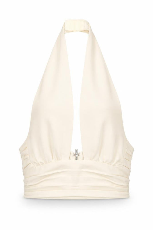 Oh Polly Women's White Cropped Halter Camisole Top Size 6