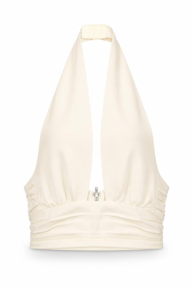 Oh Polly Women's White Cropped Halter Camisole Top Size 6