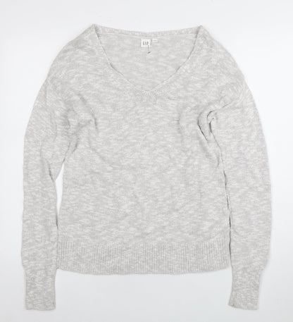 Gap Women's Grey Pullover Jumper V-Neck XS