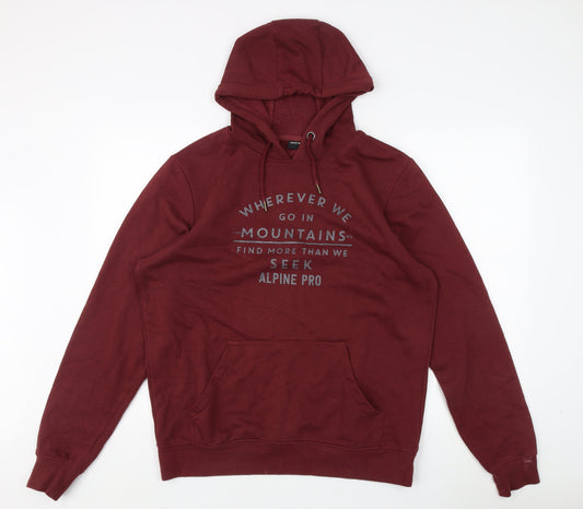 Alpine Pro Unisex Red Pullover Hoodie, Large