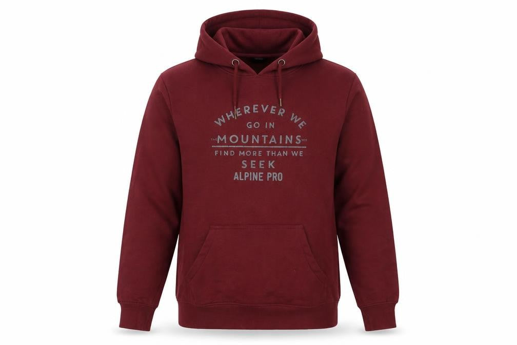 Alpine Pro Unisex Red Pullover Hoodie, Large