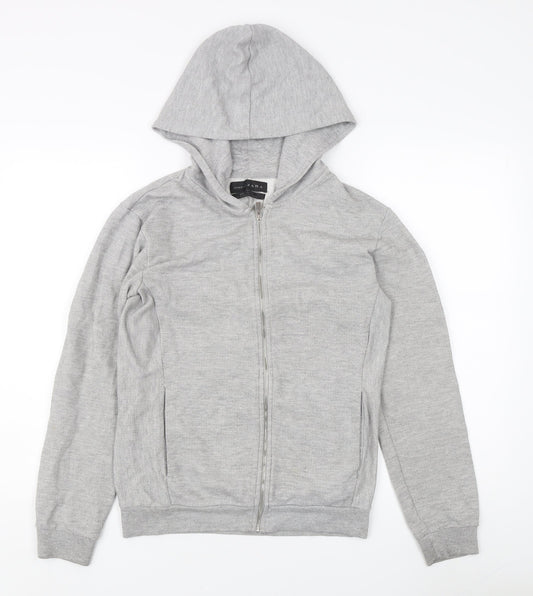 Zara Unisex Grey Full Zip Hoodie, Size S, Casual Essential