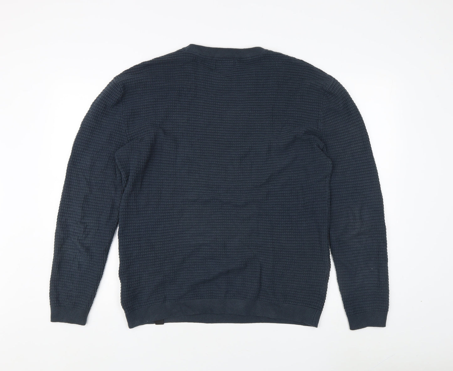 Pull&Bear Men's Blue Crew Neck Sweatshirt, Size L, Cotton