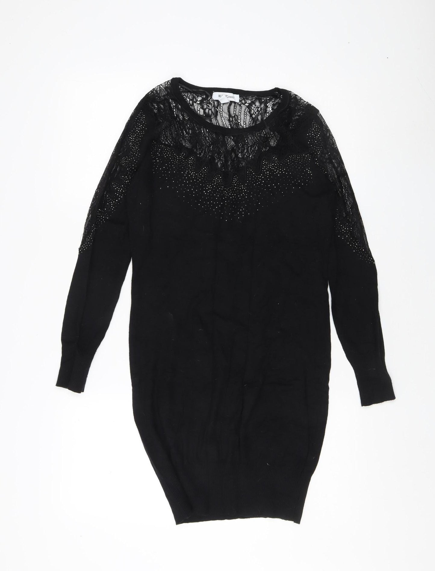 Wild Flower Women's Black Lace Pullover Jumper, Size M