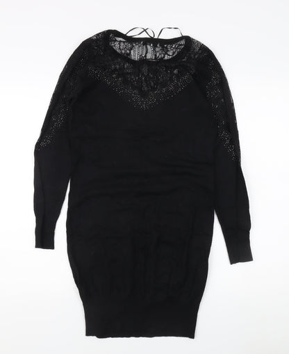 Back view of Wild Flower Women's Black Lace jumper, size M