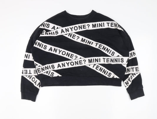 Mini Cream Women's Black Pullover Sweatshirt M