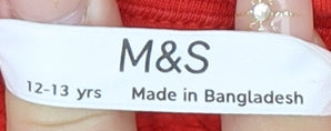 Marks and Spencer Girls Red Full Zip Hoodie 12-13 Years