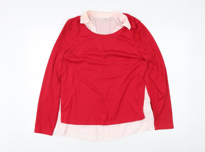 Additional front view of Canda Women's Red Collared jumper, size 10