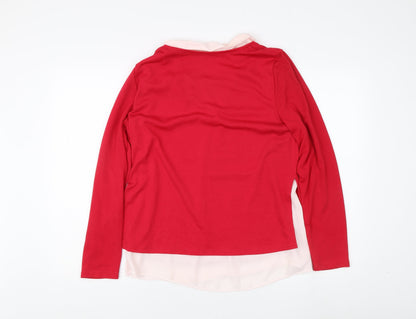 Back view of Canda Women's Red Collared jumper, size 10