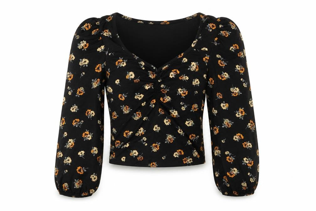Only Women's Black Floral V-Neck Blouse - S