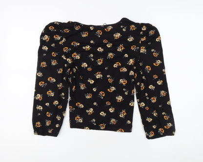 Back view of Only Women's Black Floral V-Neck Blouse - S