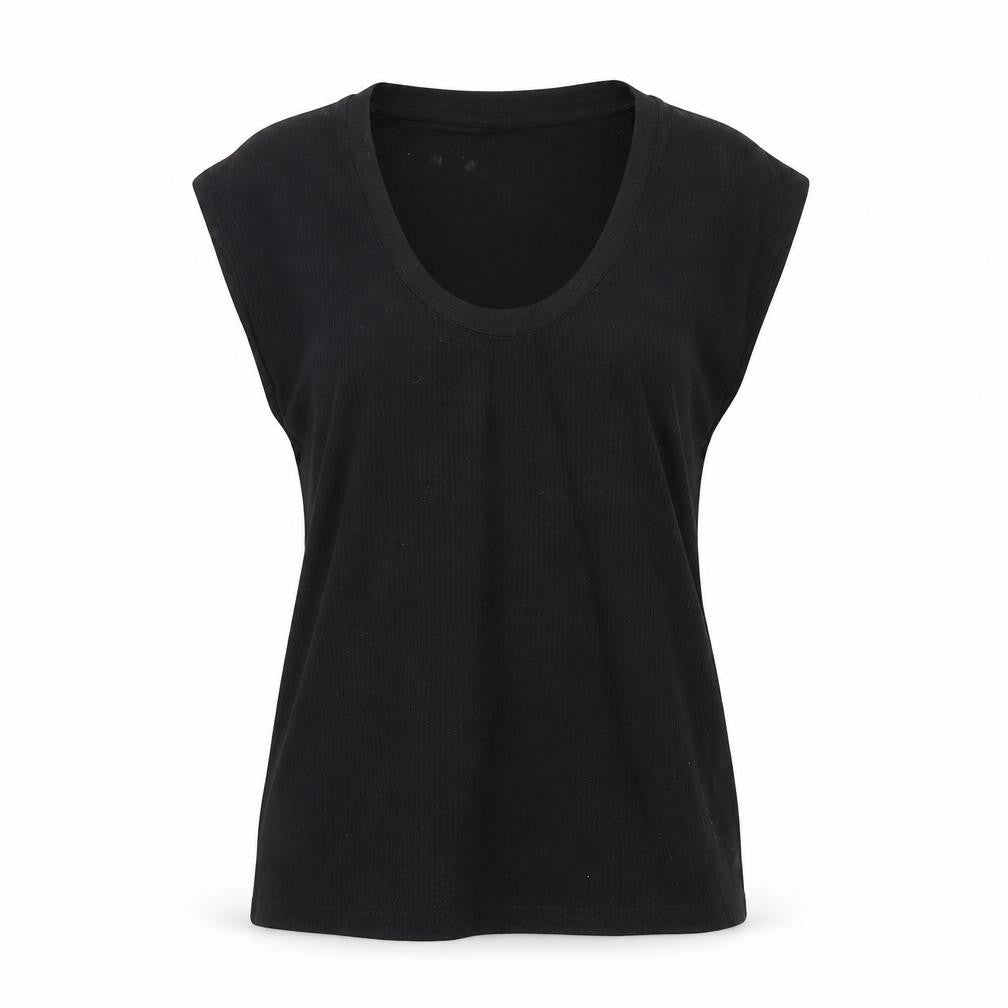 Mango Women's Black Sleeveless Scoop Neck T-Shirt, Size M