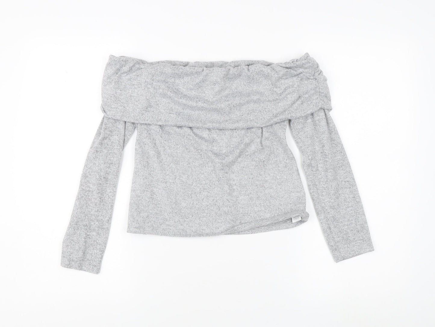 Miss Selfridge Grey Off Shoulder Blouse, M, Women's Casual Top