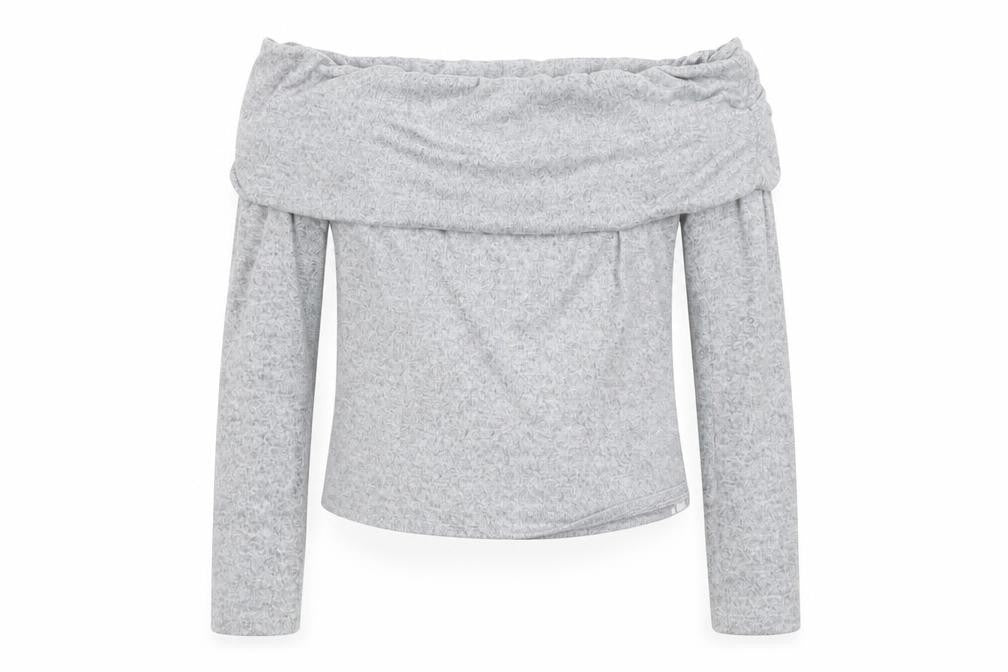 Miss Selfridge Grey Off Shoulder Blouse, M, Women's Casual Top