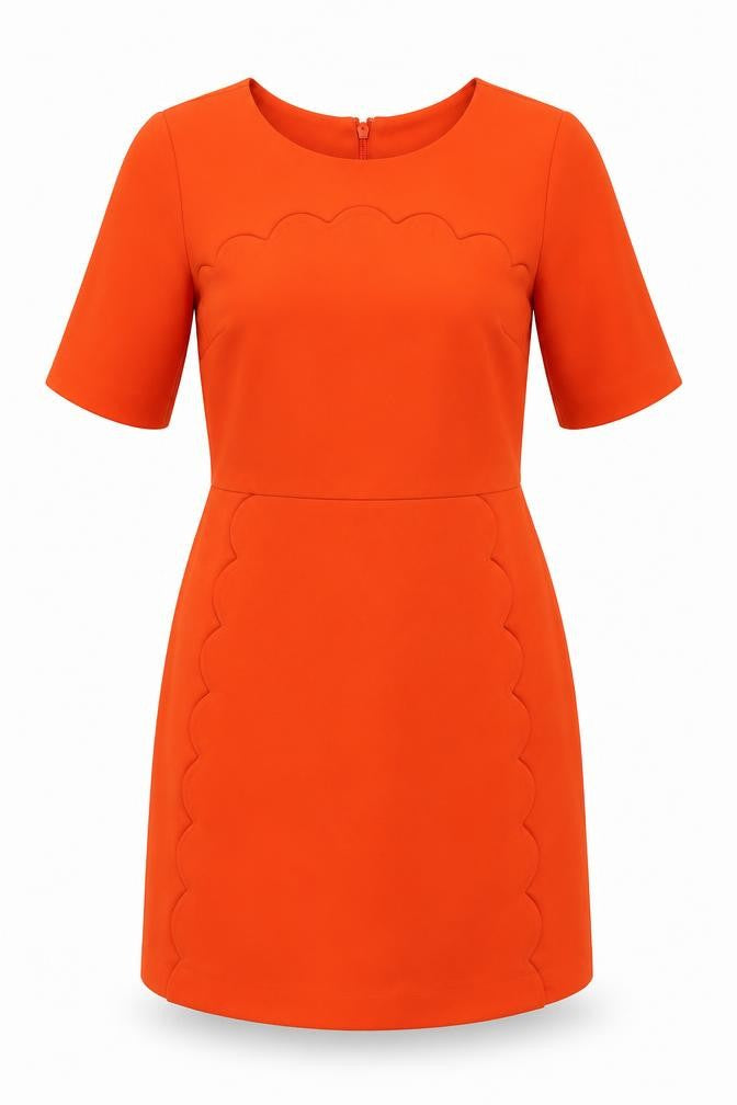 Topshop Women Orange Half Sleeve Short Dress
