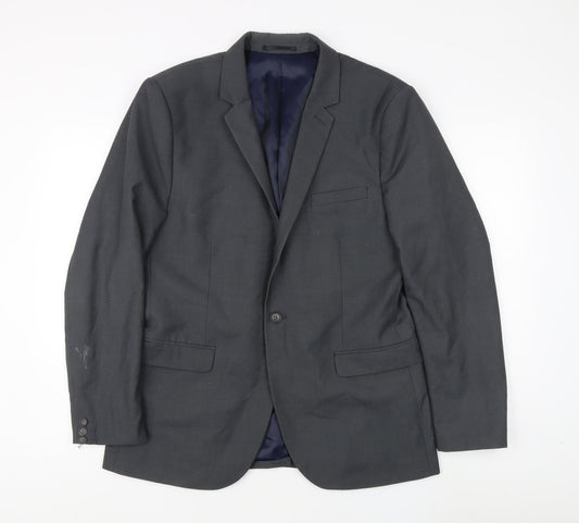 Topman Grey Men's Blazer 42 Regular Jacket Notch Lapel