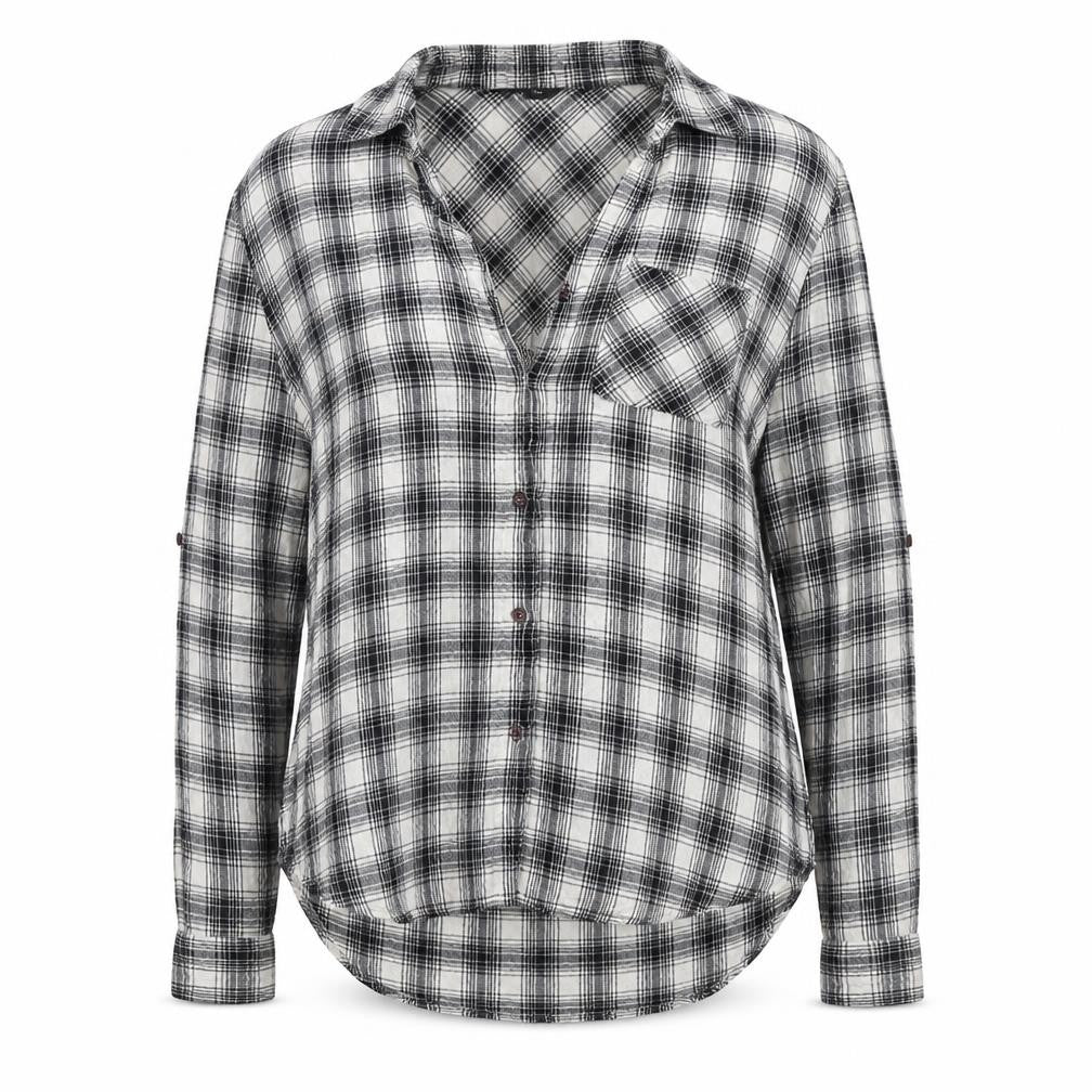 New Look Women's Black Plaid Button-Up Shirt Size 10