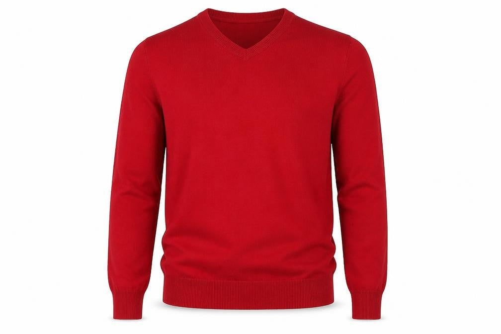 Pierre Cardin Men's Red V-Neck Pullover Jumper M