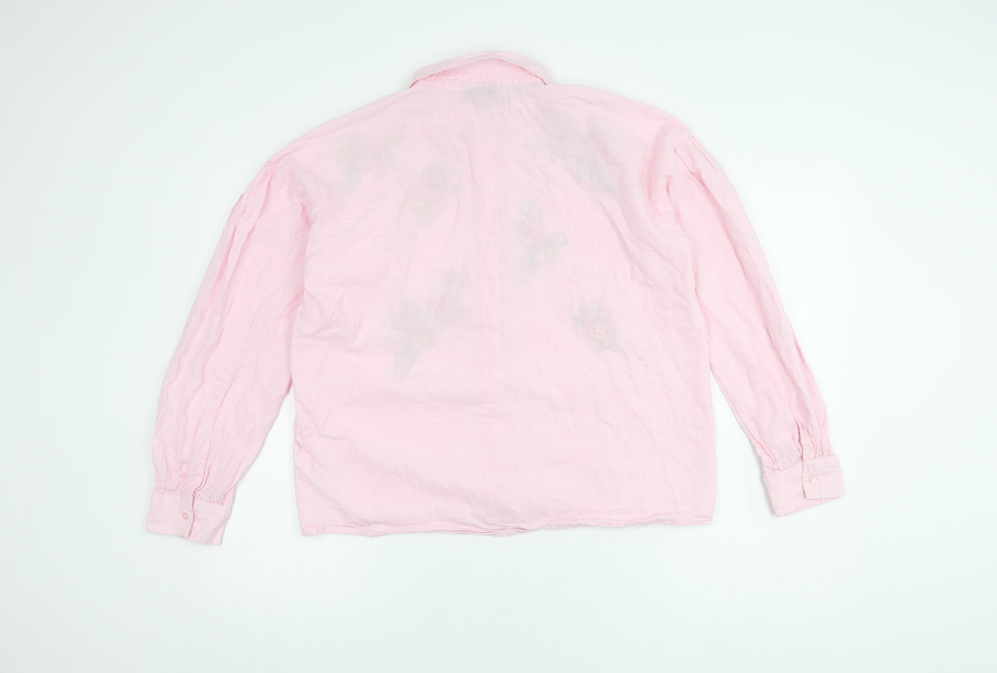 Topshop Women's Pink Embroidered Button-Up Shirt