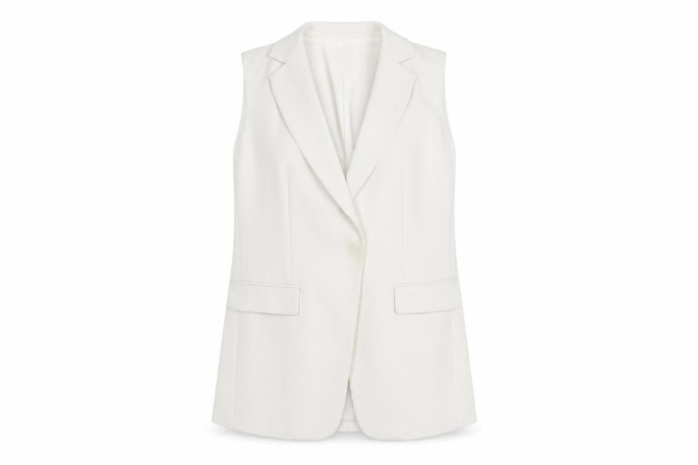 Michael Kors Women's White Sleeveless Suit Jacket