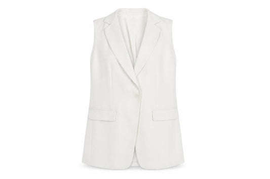 Michael Kors Women's White Sleeveless Suit Jacket