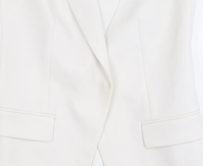 Close-up detail of Michael Kors Women's White Sleeveless Suit Jacket