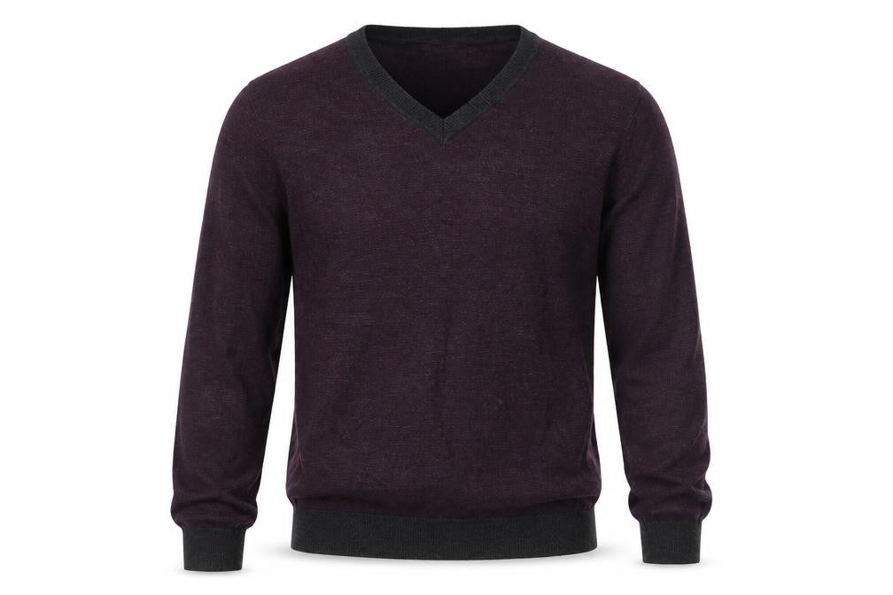 Lakeland Men's Purple V-Neck Pullover Jumper - M