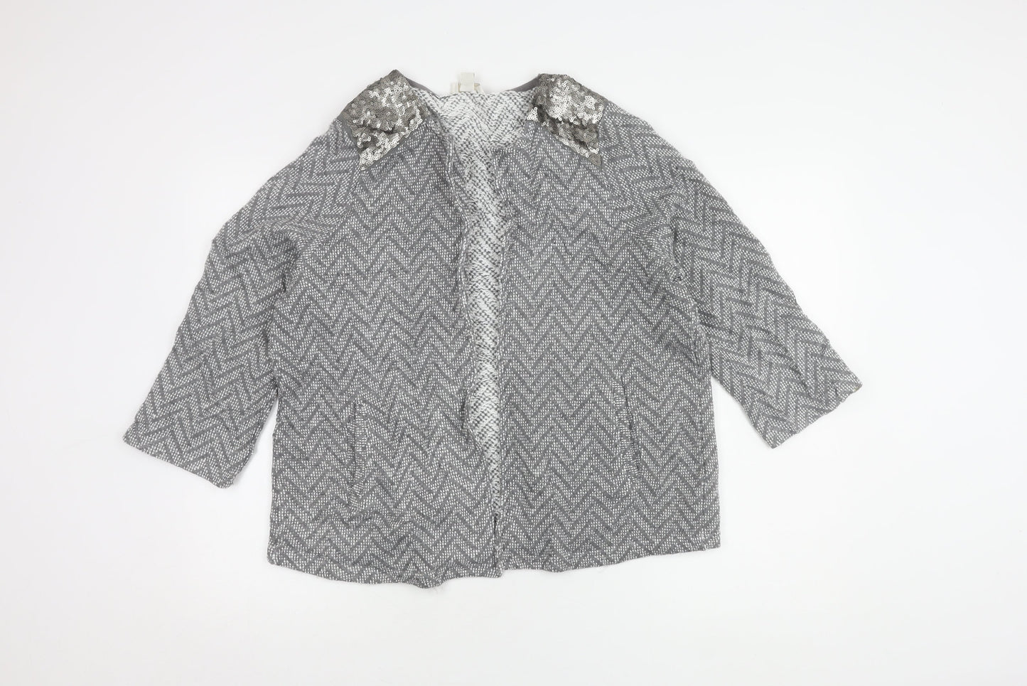 Monsoon Women's Grey Sequin Cape Jumper UK 18
