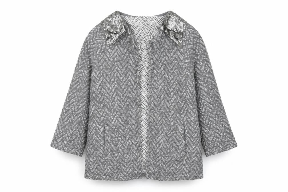 Monsoon Women's Grey Sequin Cape Jumper UK 18