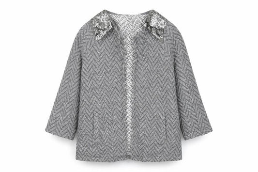 Monsoon Women's Grey Sequin Cape Jumper UK 18