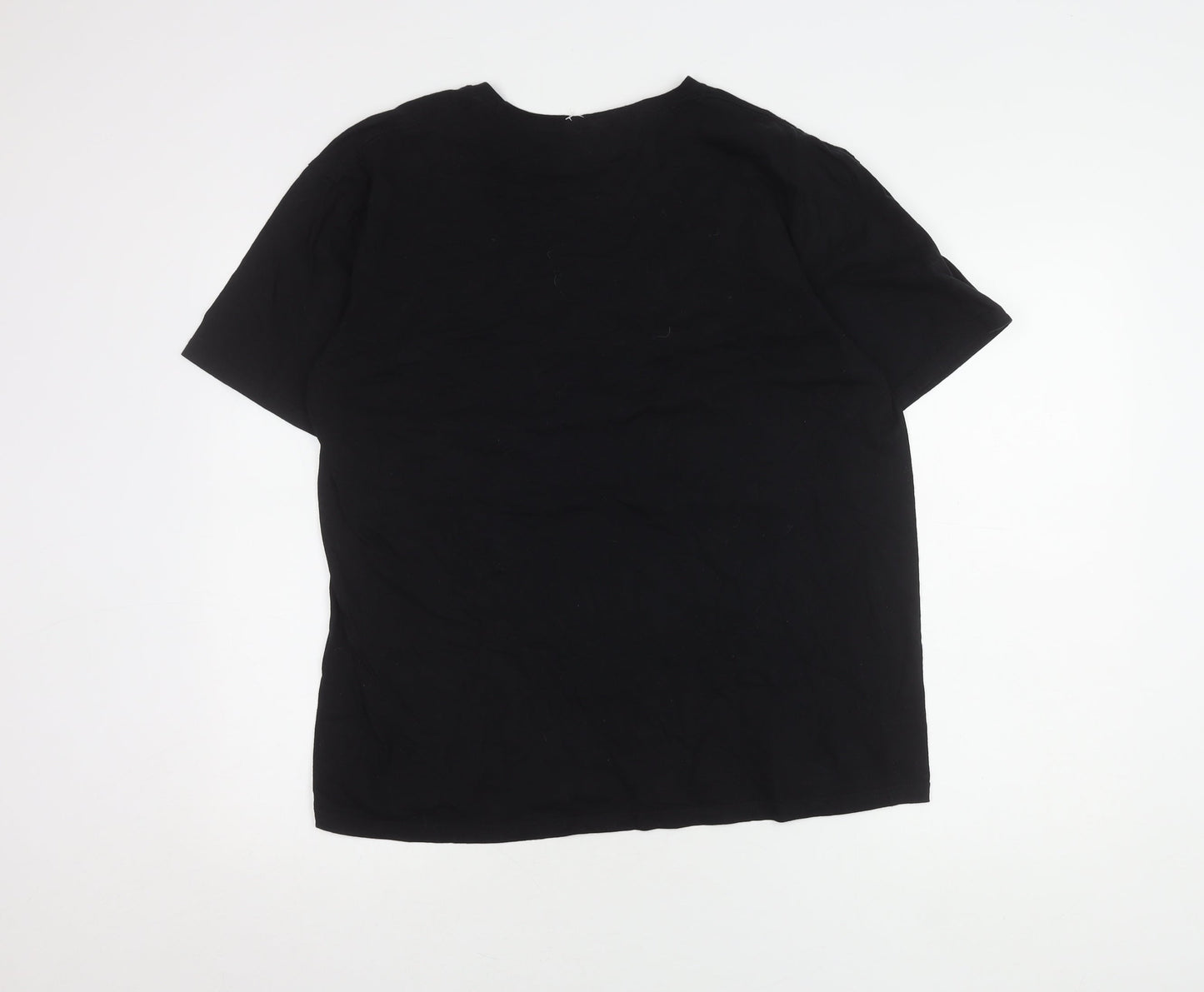 Disney Women's Black T-Shirt L 100% Cotton Bow Print
